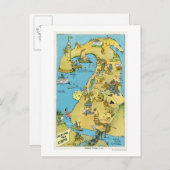 Cartoon Points of Interest on Cape Cod Postkarte (Vorne/Hinten)