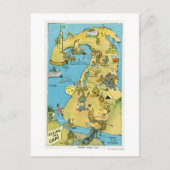 Cartoon Points of Interest on Cape Cod Postkarte (Vorderseite)