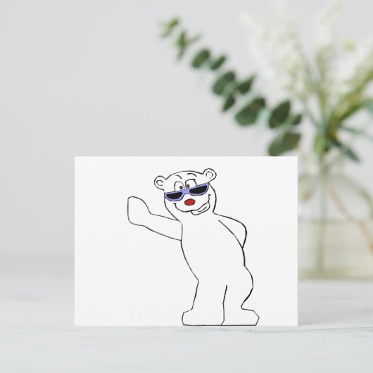 Cartoon-Polar-Bär mit Coolen Farbtönen Postkarte (Stehend Vorderseite)