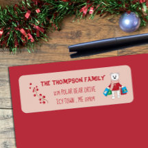 Cartoon Polar Bear Pink Rücksendeadresse