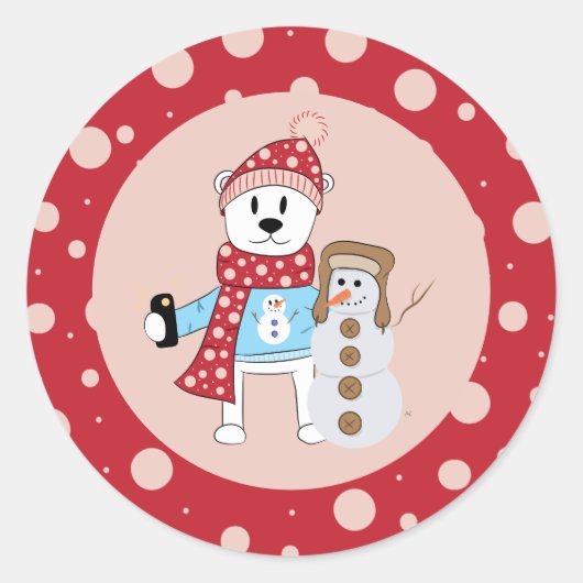 Cartoon Polar Bear und Snowman Stickers (Vorderseite)