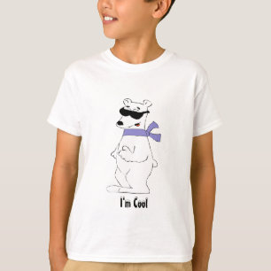Cartoon-polarer Bär im Schal und in den Schatten T-Shirt