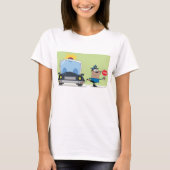 Cartoon Police Officer Stop Sign T-Shirt (Vorderseite)