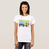 Cartoon Police Officer Stop Sign T-Shirt (Vorne ganz)