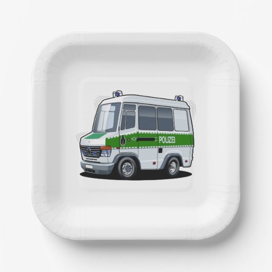 Cartoon Police Van Pappteller (Vorderseite)