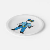 Cartoon Polizeibeamte für Strafverfolgung Pappteller (Schrägansicht)