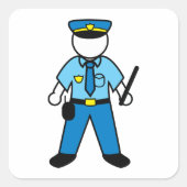 Cartoon Polizeibeamte für Strafverfolgung Quadratischer Aufkleber (Vorderseite)