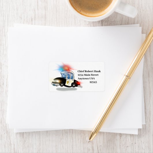 Cartoon Polizeiwagen Adressaufkleber (Insitu)