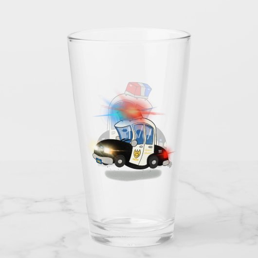 Cartoon Polizeiwagen Glas (Vorderseite)
