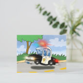 Cartoon Polizeiwagen mit blinkenden Leuchten Postkarte (Stehend Vorderseite)