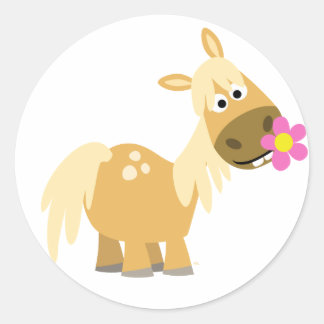 Cartoon Pony und Blume Aufkleber