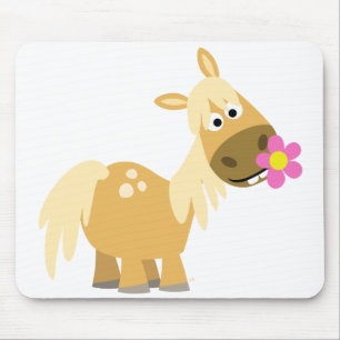 Cartoon Pony und Blume Mousepad