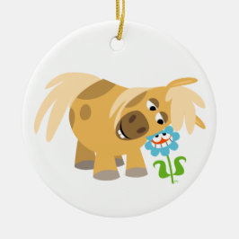 Cartoon Pony und Blume Ornament