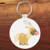 Cartoon Pony und Blume Schlüsselanhänger (Vorderseite)