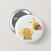 Cartoon Pony und Blume Taste Abzeichen Button (Vorne & Hinten)
