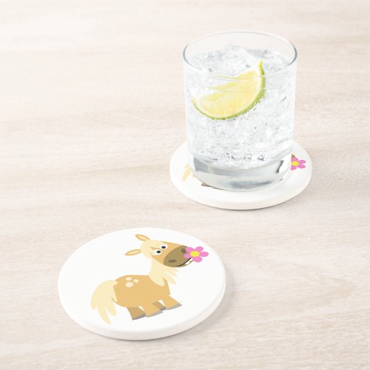 Cartoon Pony und Blume Untersetzer (Seite)