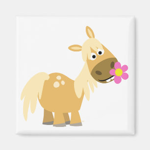 Cartoon-Pony- und Blumenmagnet Magnet
