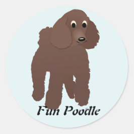 Cartoon Poodle 3 Runder Aufkleber
