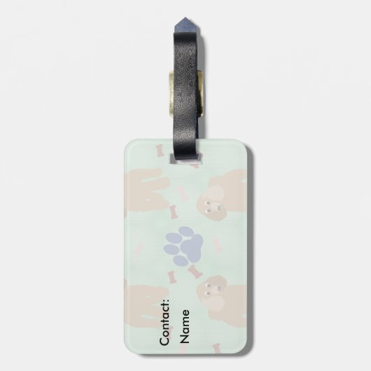 Cartoon Poodle Gepäckanhänger (Rückseite vertikal)