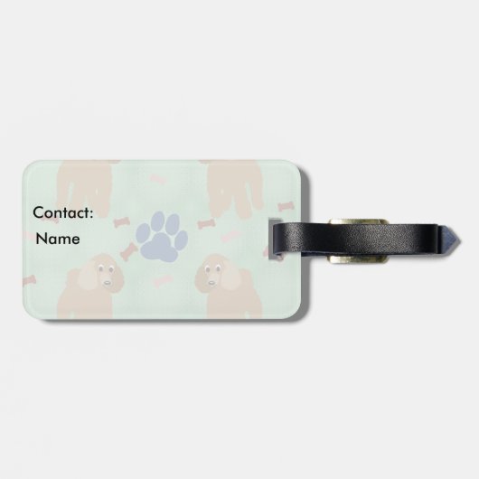 Cartoon Poodle Gepäckanhänger (Rückseite horizontal)