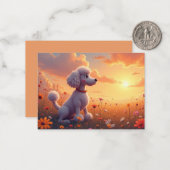 Cartoon Poodle-Merkkarte Mitteilungskarte (Vorderseite/Rückseite Beispiel)