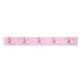 Cartoon Poodle mit rosa Haar und Bow 3" Satinband