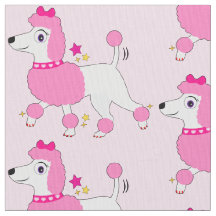 Cartoon Poodle mit rosa Haar und Bow