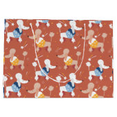 Cartoon-Poodle nahtlos Muster große Geschenktasche Geschenktüte (Rückseite)