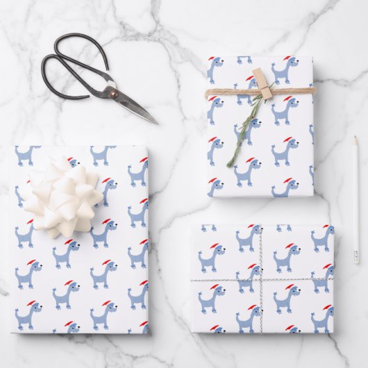 Cartoon Poodle Posh Paws Weihnachten Geschenkpapier Set (Vorderseite)
