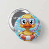 Cartoon Pool Party Dusche mit Schnorchel und Schwi Button (Vorne & Hinten)