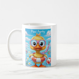 Cartoon Pool Party Dusche mit Schnorchel und Schwi Kaffeetasse