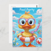 Cartoon Pool Party Dusche mit Schnorchel und Schwi Postkarte (Vorne/Hinten)