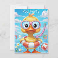 Cartoon Pool Party Dusche mit Schnorchel und Schwi