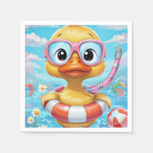 Cartoon Pool Party Dusche mit Schnorchel und Schwi Serviette