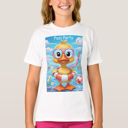 Cartoon Pool Party Dusche mit Schnorchel und Schwi T-Shirt (Vorderseite)
