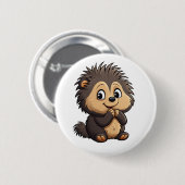 Cartoon-Porcupie-Abbildung Button (Vorne & Hinten)
