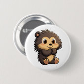 Cartoon-Porcupie-Abbildung Button (Vorne & Hinten)