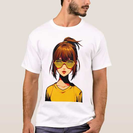 Cartoon Portrait Girl T-Shirt (Vorderseite)