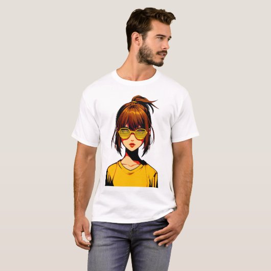 Cartoon Portrait Girl T-Shirt (Vorne ganz)