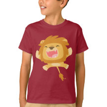 Cartoon Pouncing Lion Children T - Shirt