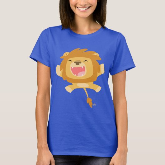 Cartoon Pouncing Lion Women T - Shirt (Vorderseite)