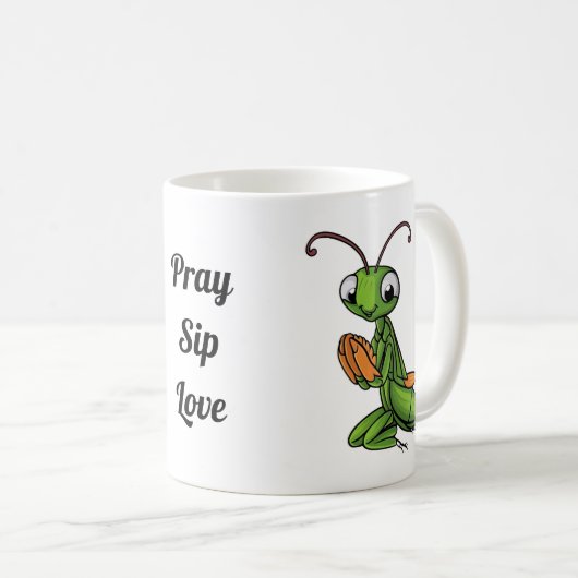 Cartoon Praying Mantis Personalisiert Kaffeetasse (VorderseiteRechts)