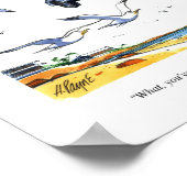 Cartoon Print Gullwing Mercedes Poster (Ecke)