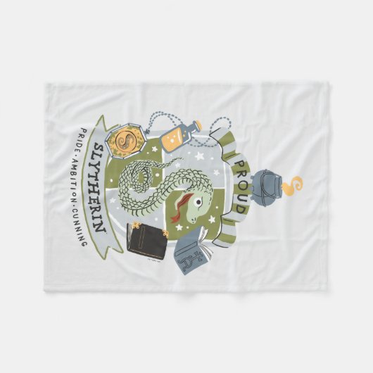 Cartoon Proud Slytherin Wappen Fleecedecke (Vorderseite (Horizontal))