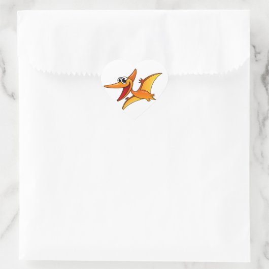 Cartoon Pterodactyl Herz-Aufkleber (Tasche)