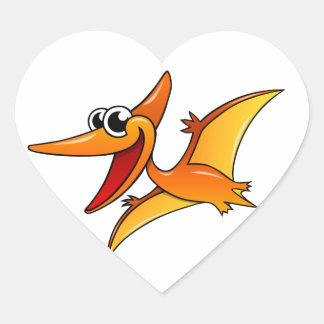 Cartoon Pterodactyl Herz-Aufkleber