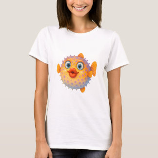 Cartoon Puffer Fisch mit Kissy Lips T-Shirt