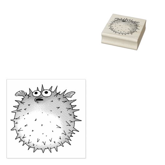 Cartoon Pufffisch Gummistempel (Stempel)