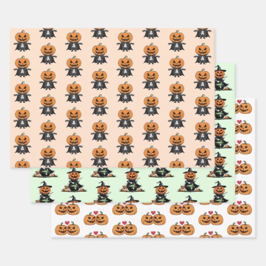 Cartoon Pumpkins Geschenkpapier Set (Set)