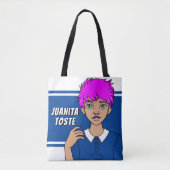Cartoon Punk Teen Girl Name Library Tasche (Vorderseite)